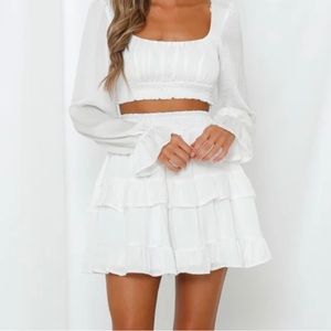 Hello Molly Cropped Shirt and Skirt Set